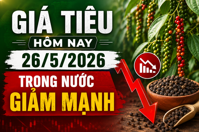 Giá tiêu hôm nay 26/5/2026: Trong nước giảm mạnh